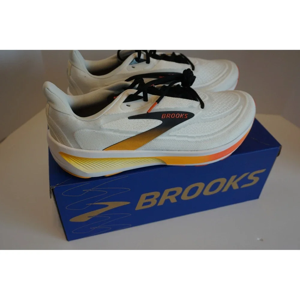 Brooks Revel 9 Mens Running Shoes White Orange Black 110499 1D 141 Size 12